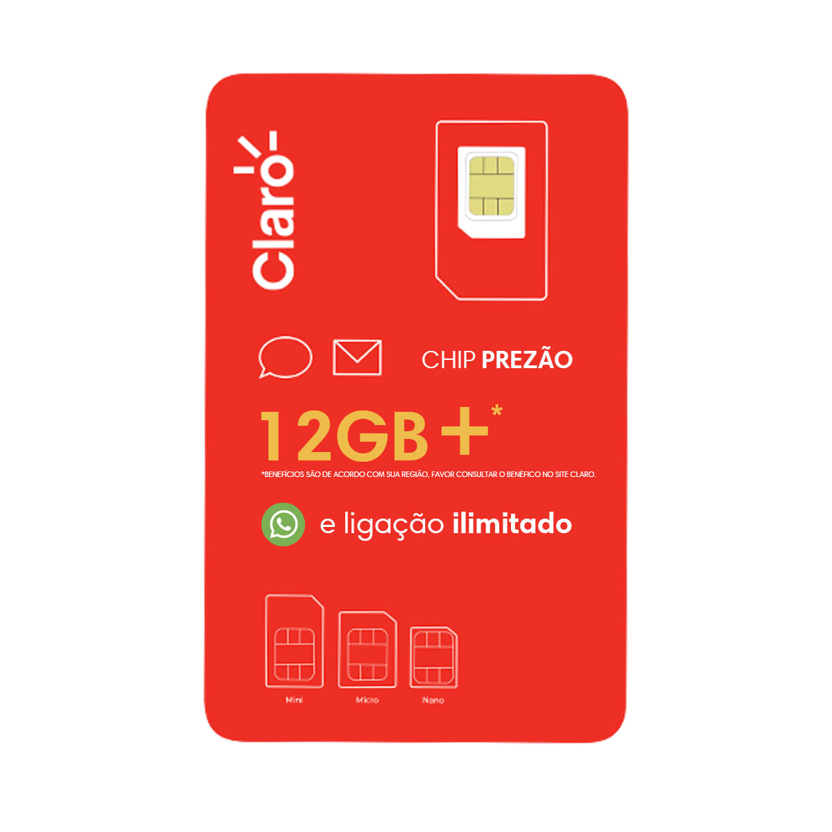 Chip Claro 4g Pré-pago Com Recarga 1 Unidade